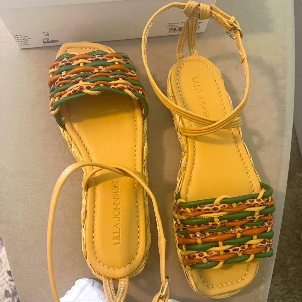 Ulla Johnson Ada Woven Flatform in Peridot Size 39